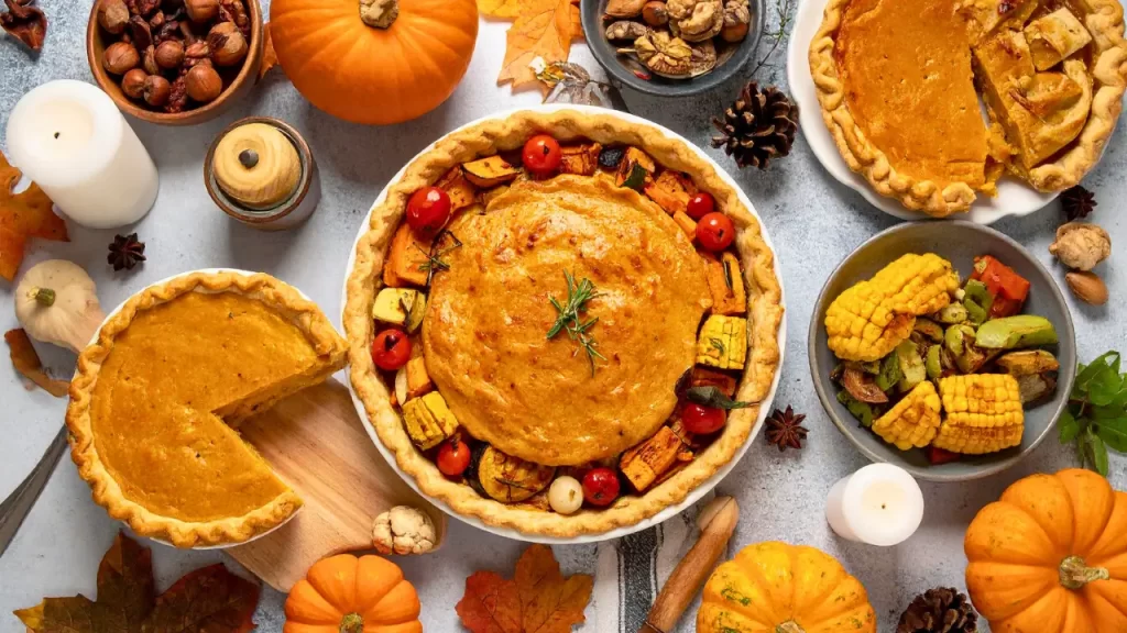 pratos de Thanksgiving